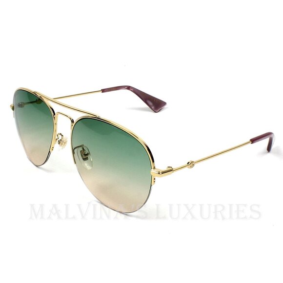 GUCCI SUNGLASSES GG0107S 006 AVIATOR INTERLOCKING G LOGO AND BEE DETAIL - Picture 5 of 6